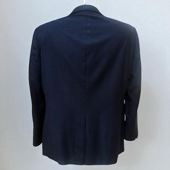 Hickey Freeman Jacket Sport Coat 46R Loro Piana Super 150 Blue Checker 2 Button - Picture 3 of 16